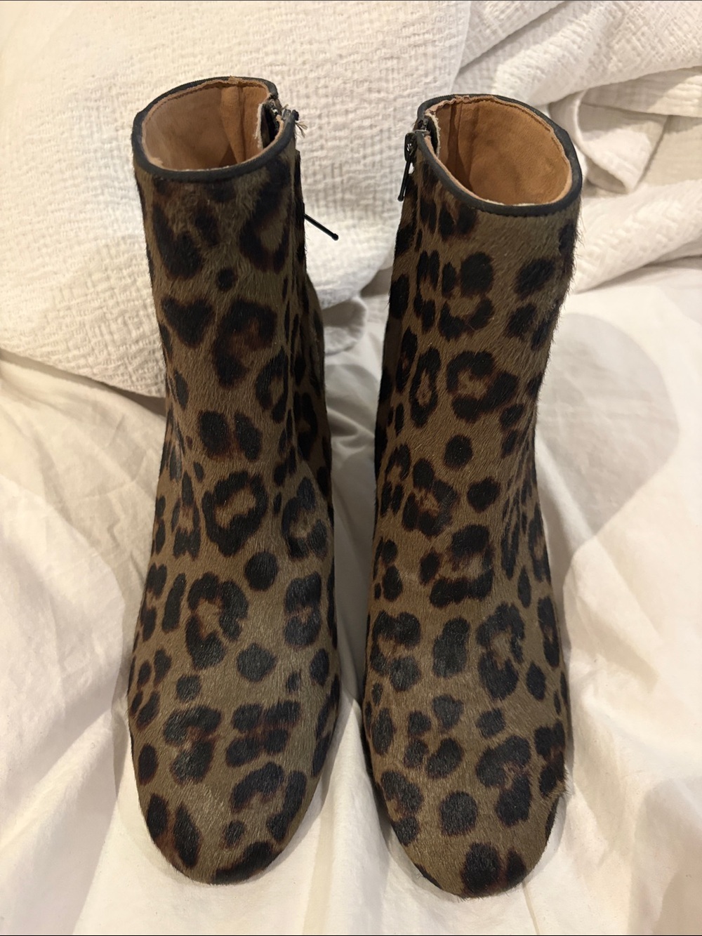 Leopard Print Ankle Boots - Brown and Black print